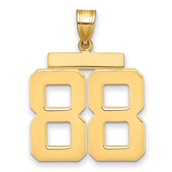 14k Yellow Gold, Athletic Collection, Large Polished Number 88 Pendant - Picture 1 of 3